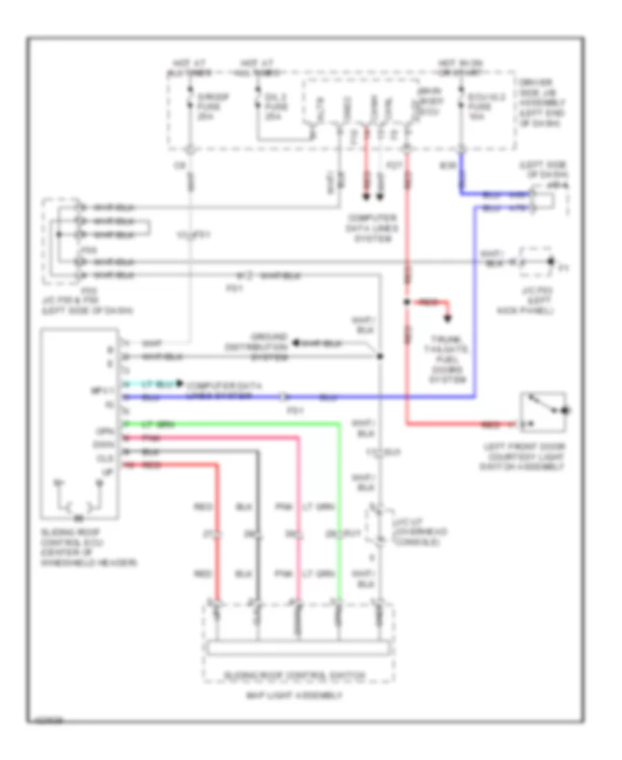 Электросхема привода люка или крыши для Toyota 4Runner SR5 2014
