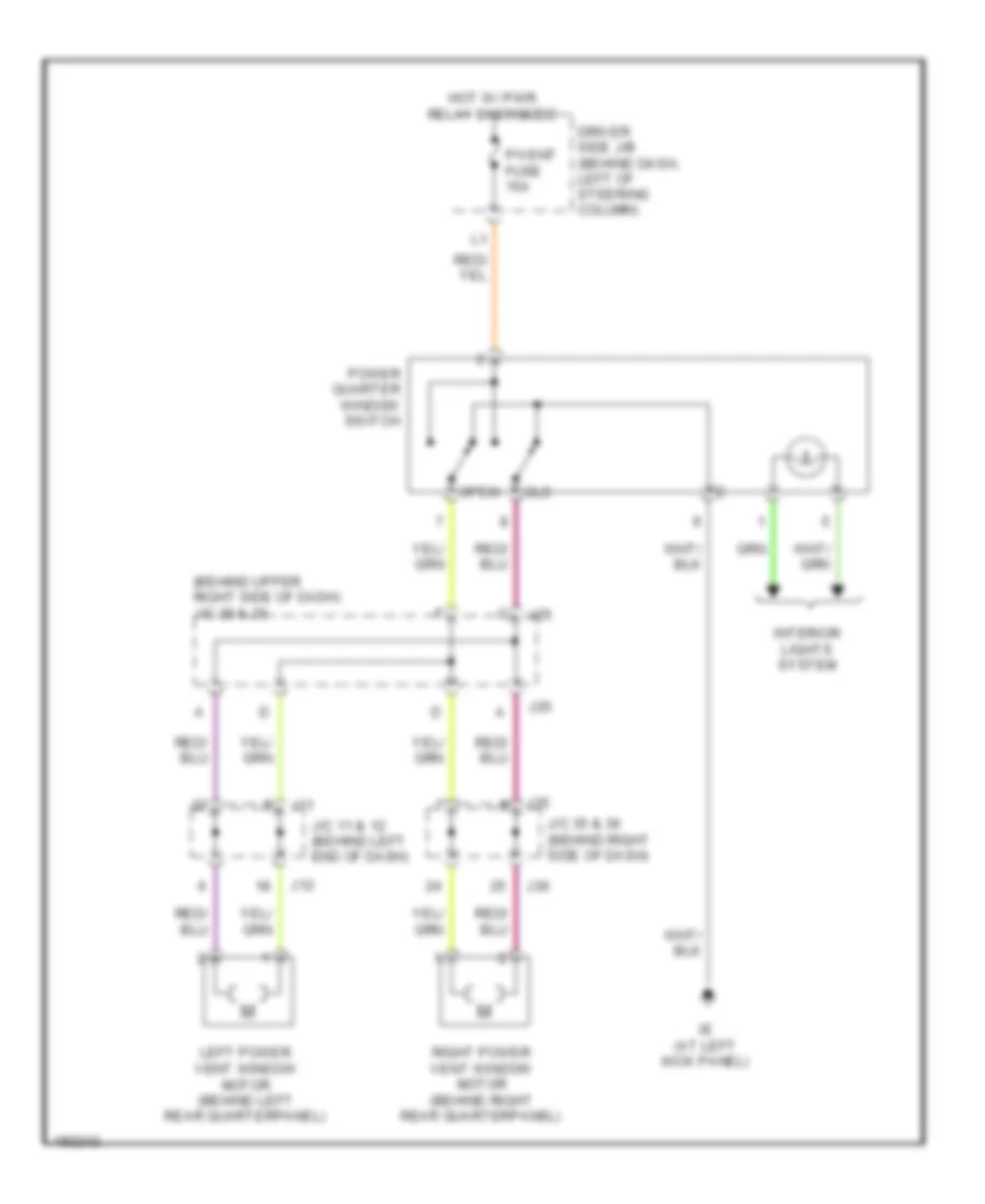 задний Windows Wiring Diagram четверти для Toyota Sienna XLE 2004