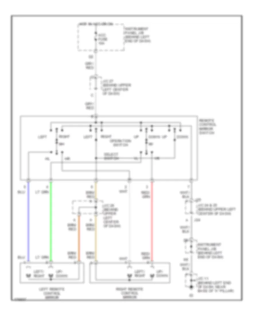 Электросхема привода зеркал для Toyota Prius 2003