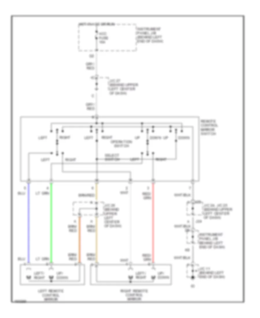 Электросхема привода зеркал для Toyota Prius 2002