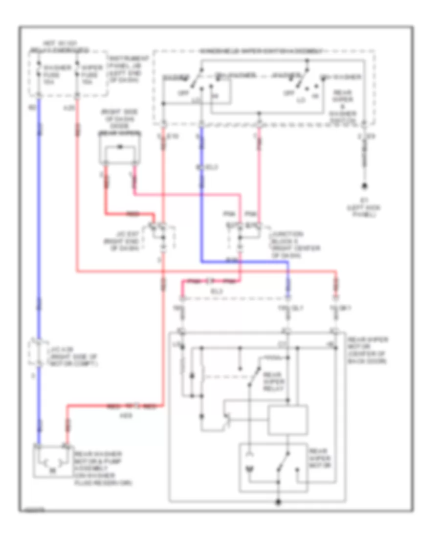 Rear Wiper/Washer Wiring Diagram, EV для Toyota RAV4 EV 2014