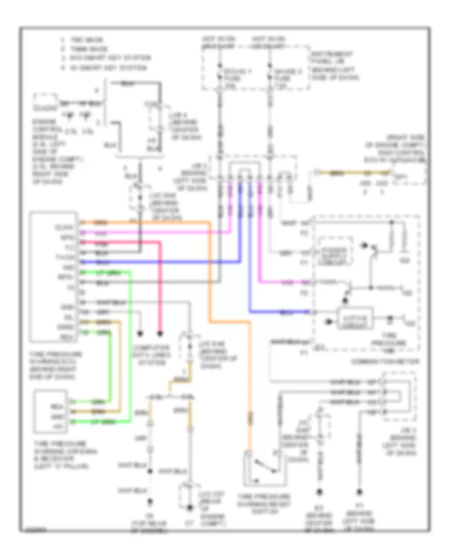 Электросхема системы контроля давления в шинах, кроме гибрида для Toyota Camry XLE 2010
