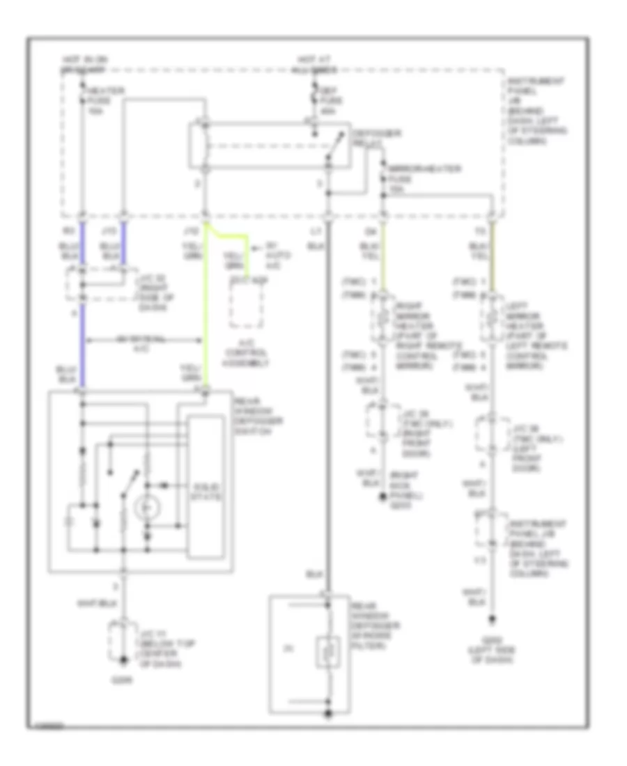 2.2L, Электросхема подогрева стекол и зеркал для Toyota Camry XLE 2000