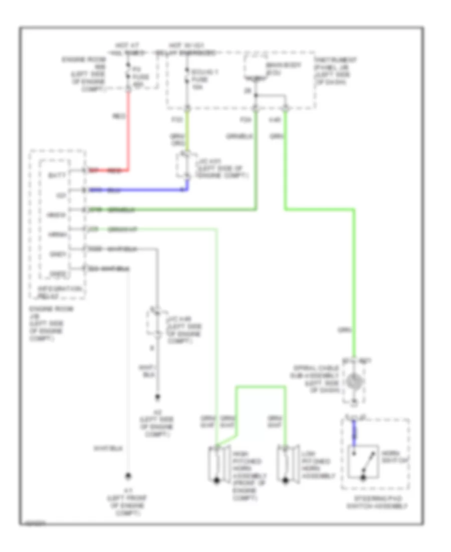 Электросхема звукового сигнал Гудка для Toyota Sienna LE 2014