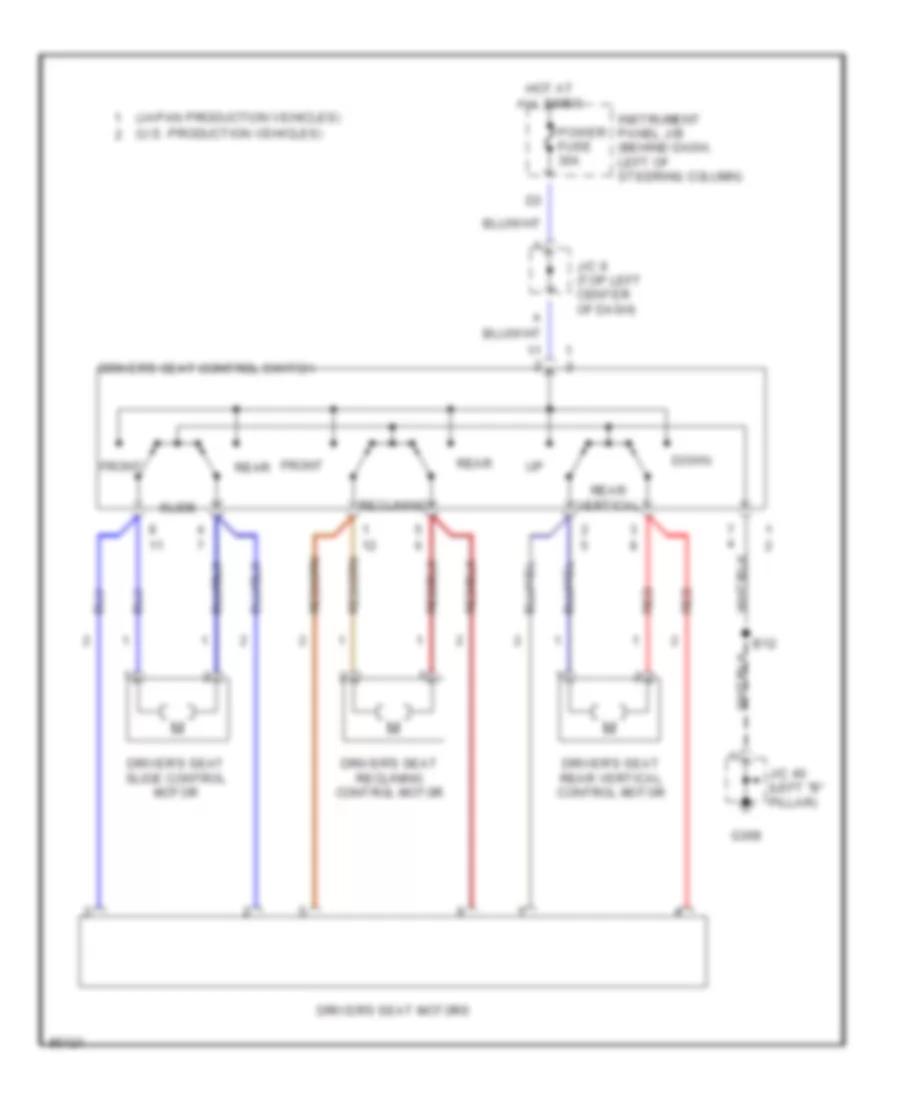 Driver Power Seat Wiring Diagram for Toyota Camry XLE 1997