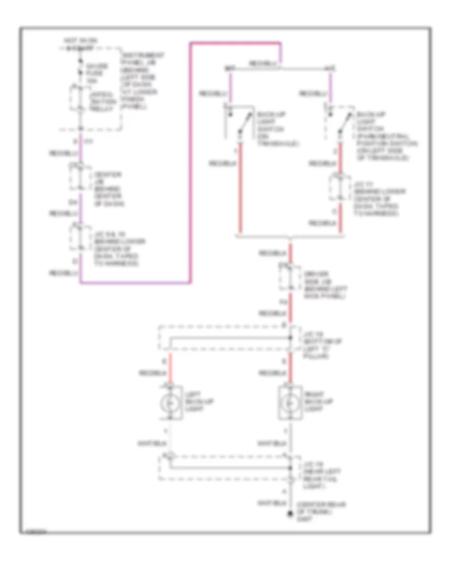 Back up Lamps Wiring Diagram for Toyota Corolla LE 2000