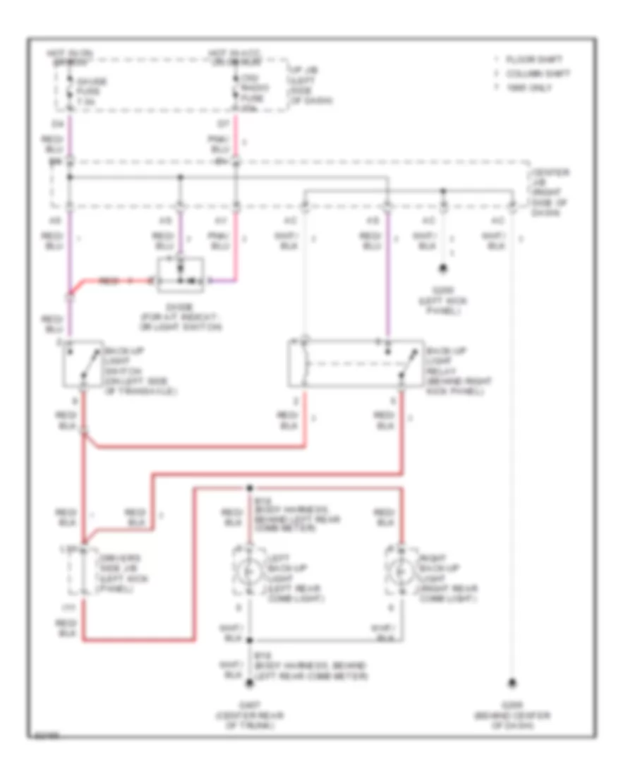 Back up Lamps Wiring Diagram for Toyota Avalon XLS 1995