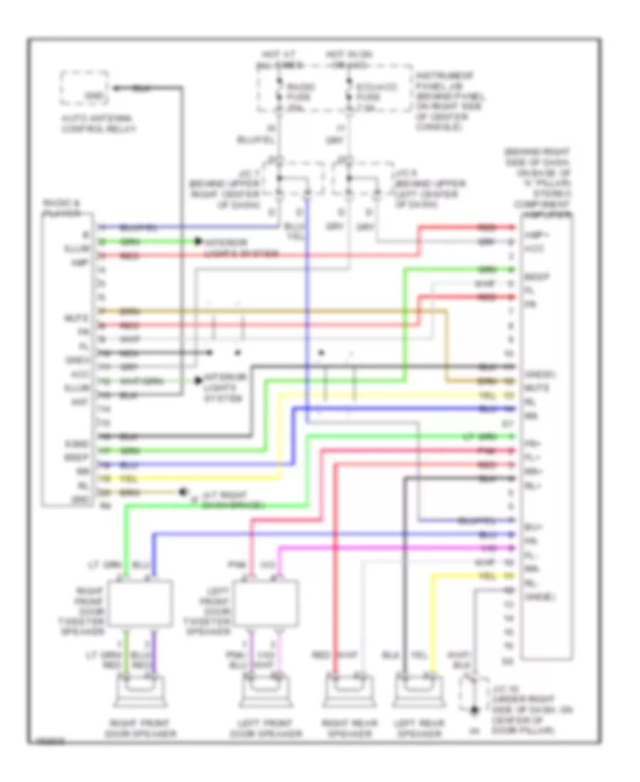 Radio Wiring Diagram, with Separate Amplifier for Toyota Celica GT 2004