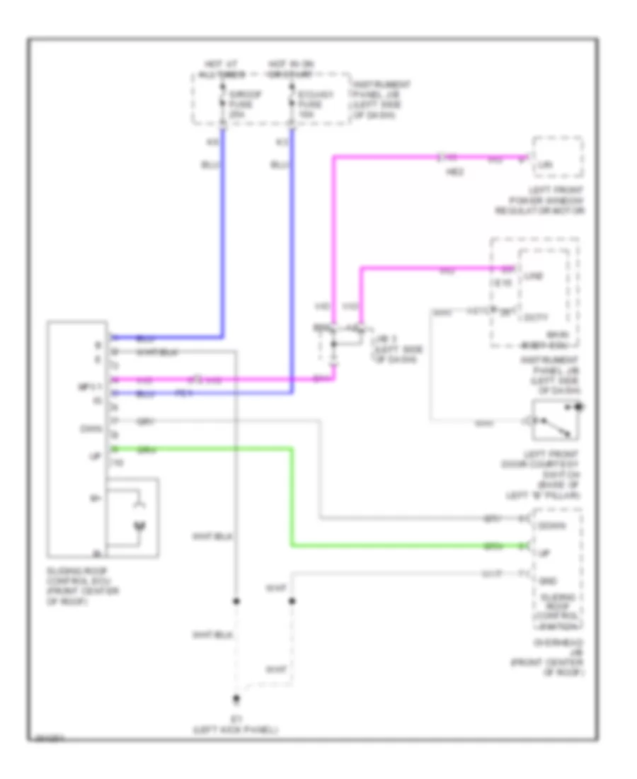 Power TopSunroof Wiring Diagram for Toyota RAV4 EV 2012