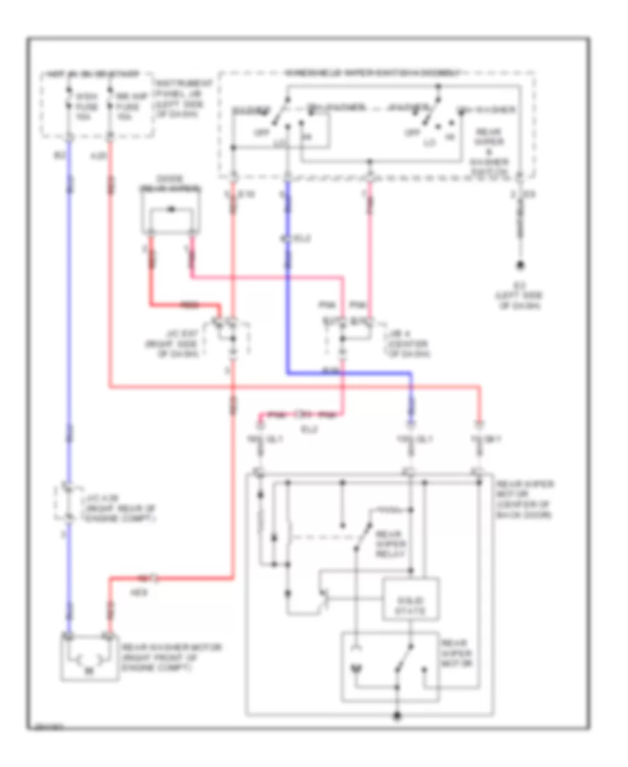 Rear WiperWasher Wiring Diagram, Except EV for Toyota RAV4 EV 2012