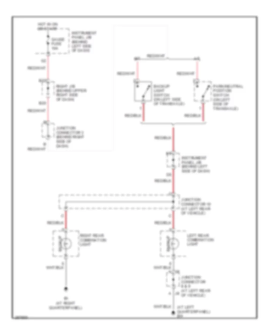 Backup Lamps Wiring Diagram for Toyota Matrix 2008