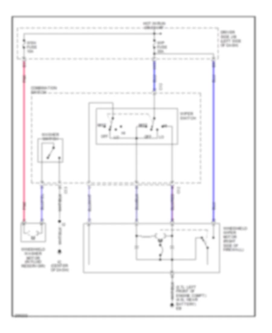 Электросхема стеклоочистителя, дворников и омывателя С 2 скоростями для Toyota Tacoma PreRunner 2005