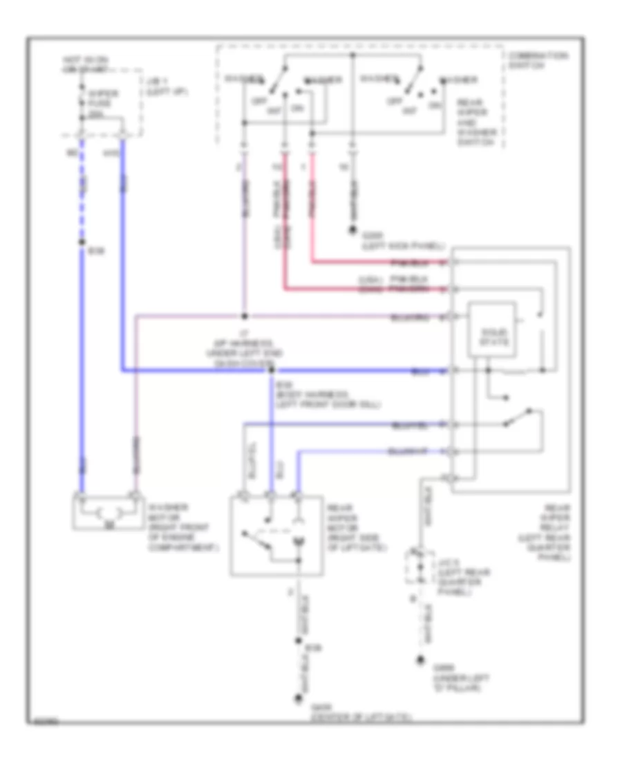 Rear WiperWasher Wiring Diagram for Toyota Camry LE 1995