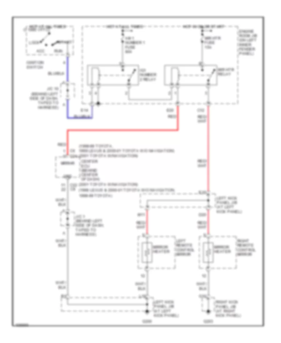 Heated Mirrors Wiring Diagram for Toyota Land Cruiser 2000