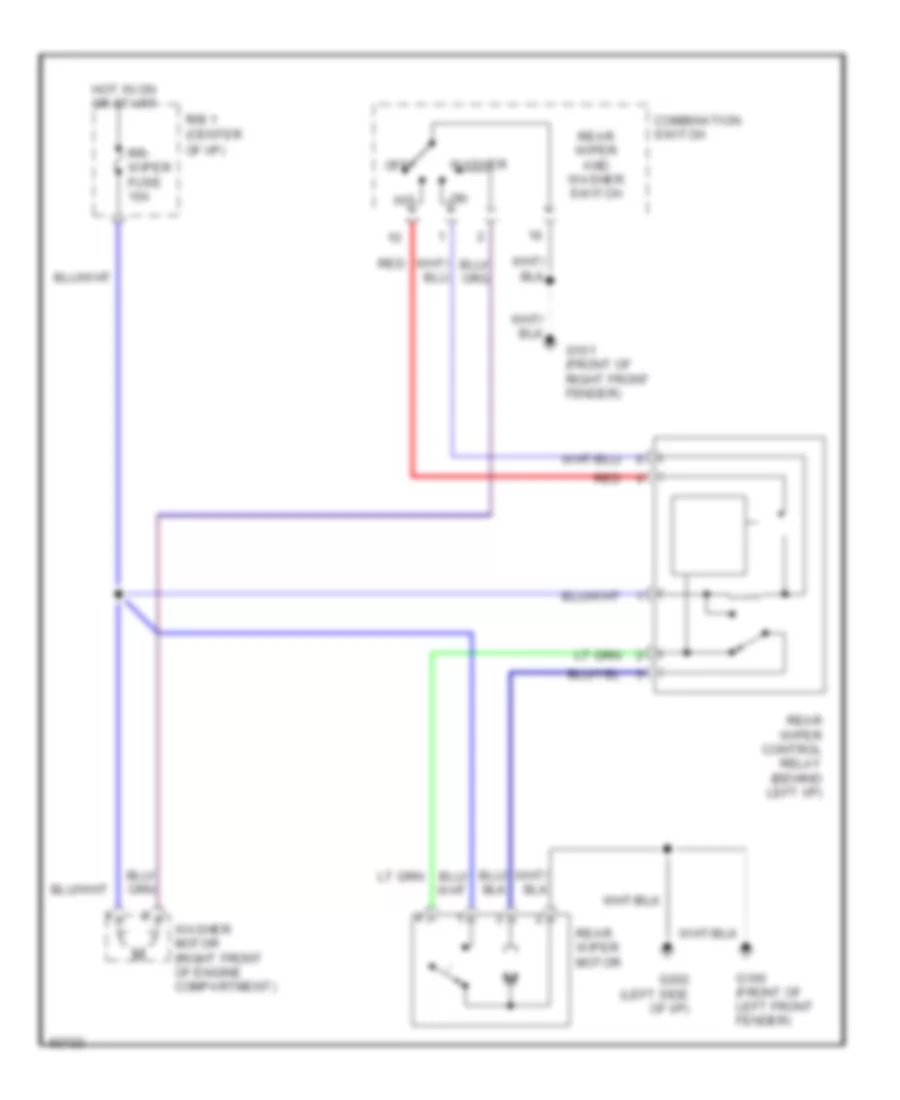 Rear WiperWasher Wiring Diagram for Toyota Previa DX 1993