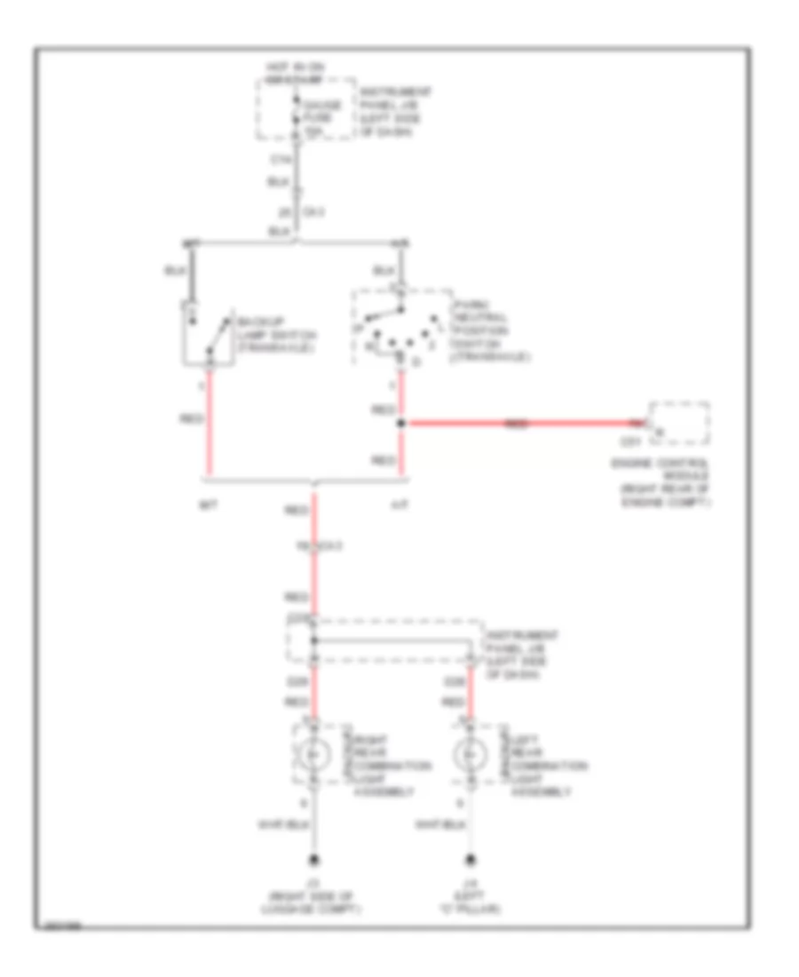 Backup Lamps Wiring Diagram for Toyota Yaris L 2014