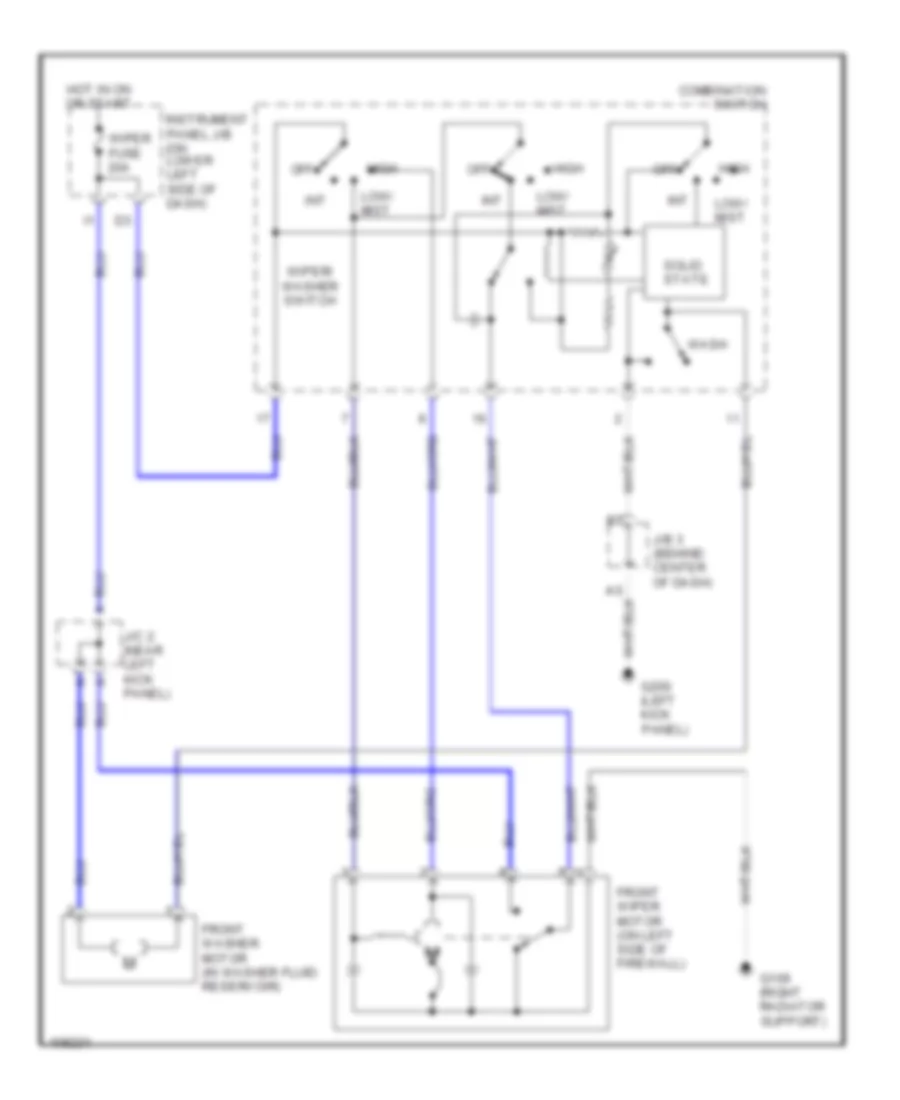 Электросхема передних стеклоочистителей дворников и омывателя лобового стекла для Toyota RAV4 EV 2000