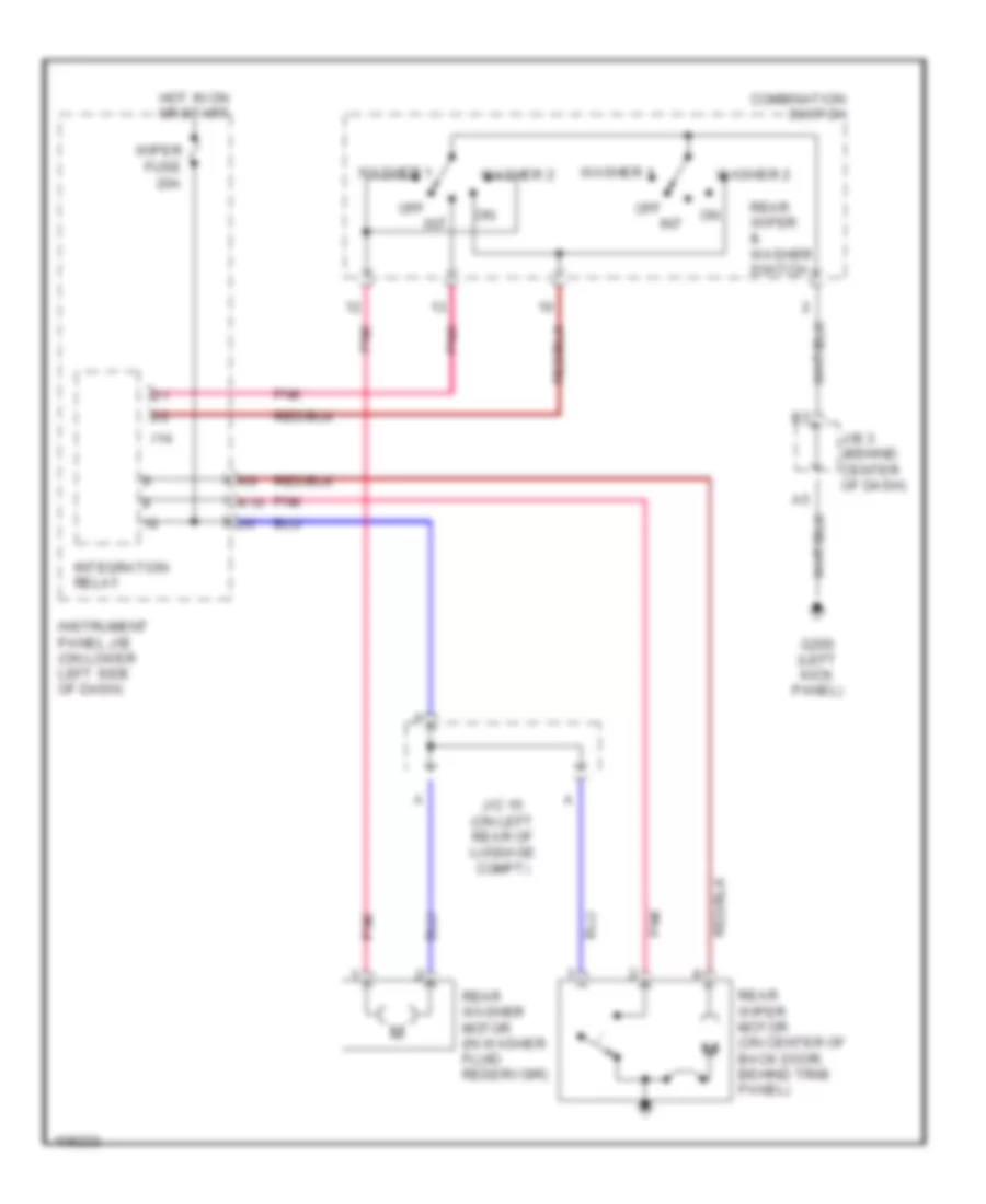 Электросхема заднего стеклоочистителя дворника и омывателя для Toyota RAV4 EV 2000