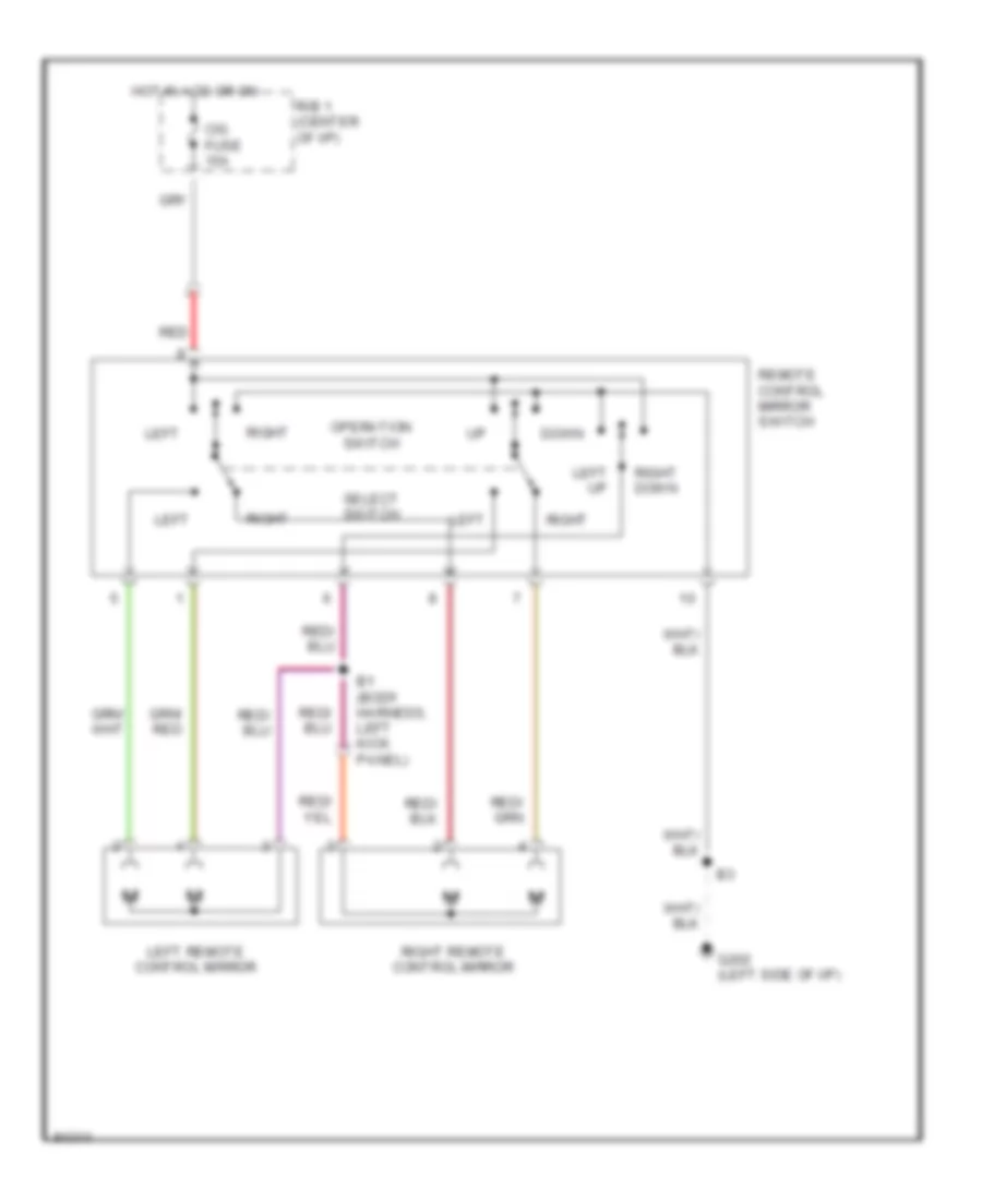 Power Mirror Wiring Diagram for Toyota Previa DX 1997
