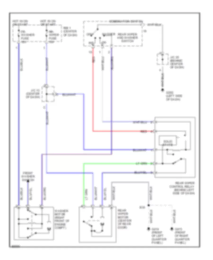 Rear WiperWasher Wiring Diagram for Toyota Previa DX 1997
