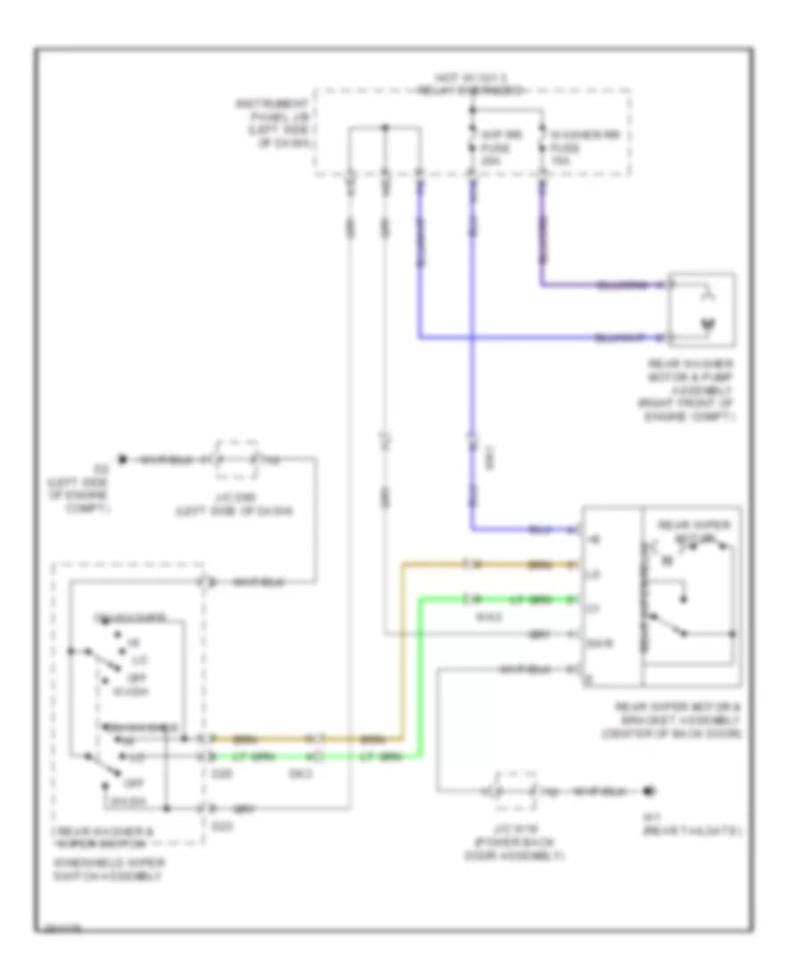 Электросхема заднего стеклоочистителя дворника и омывателя для Toyota Sienna XLE 2012
