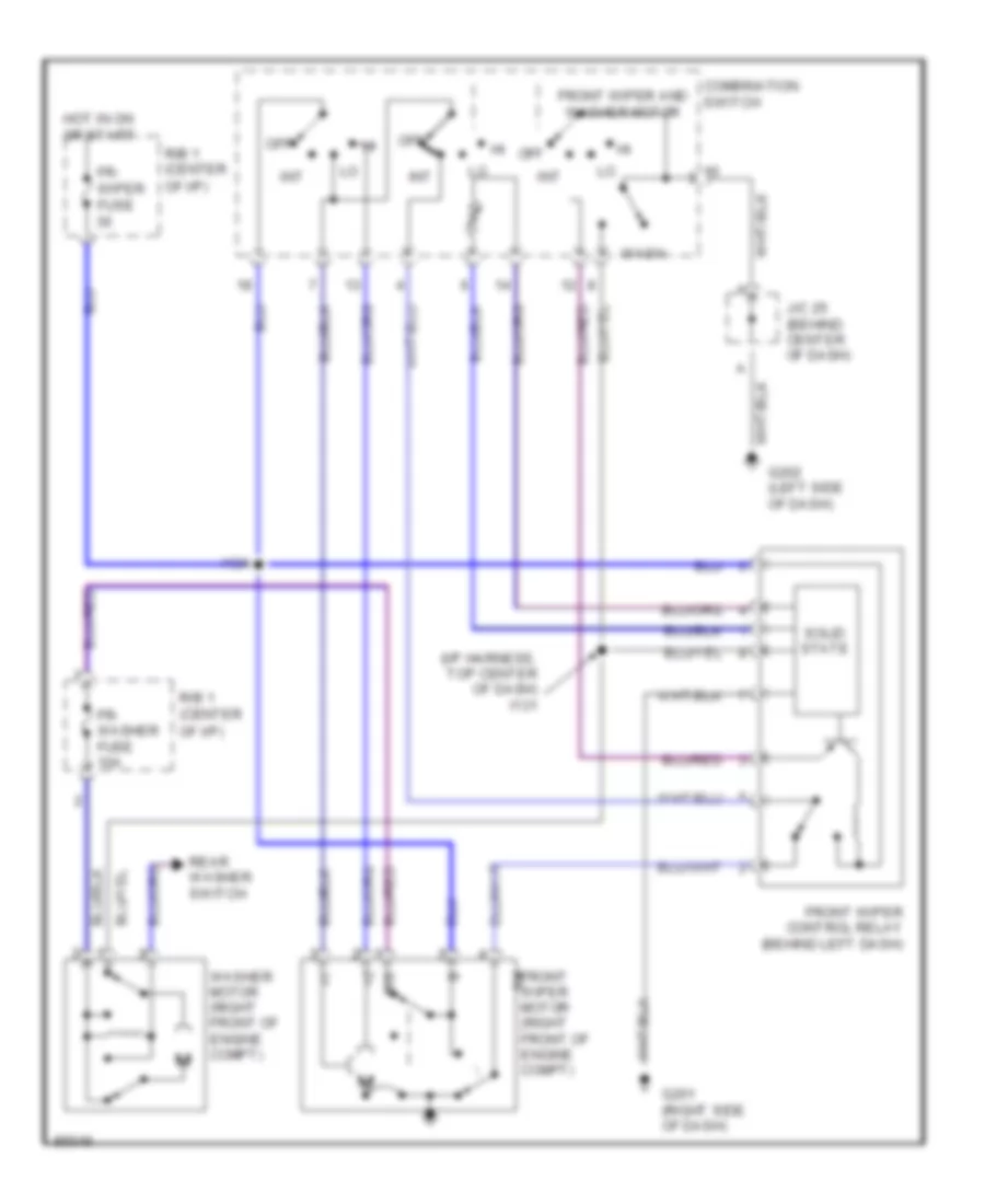 Front Wiper Washer Wiring Diagram for Toyota Previa LE 1997