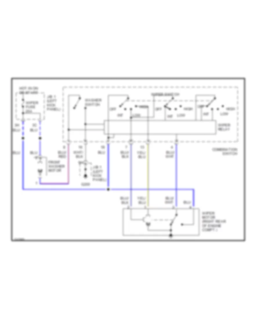 Электросхема стеклоочистителя, дворников и омывателя Интервала для Toyota Tercel 1990