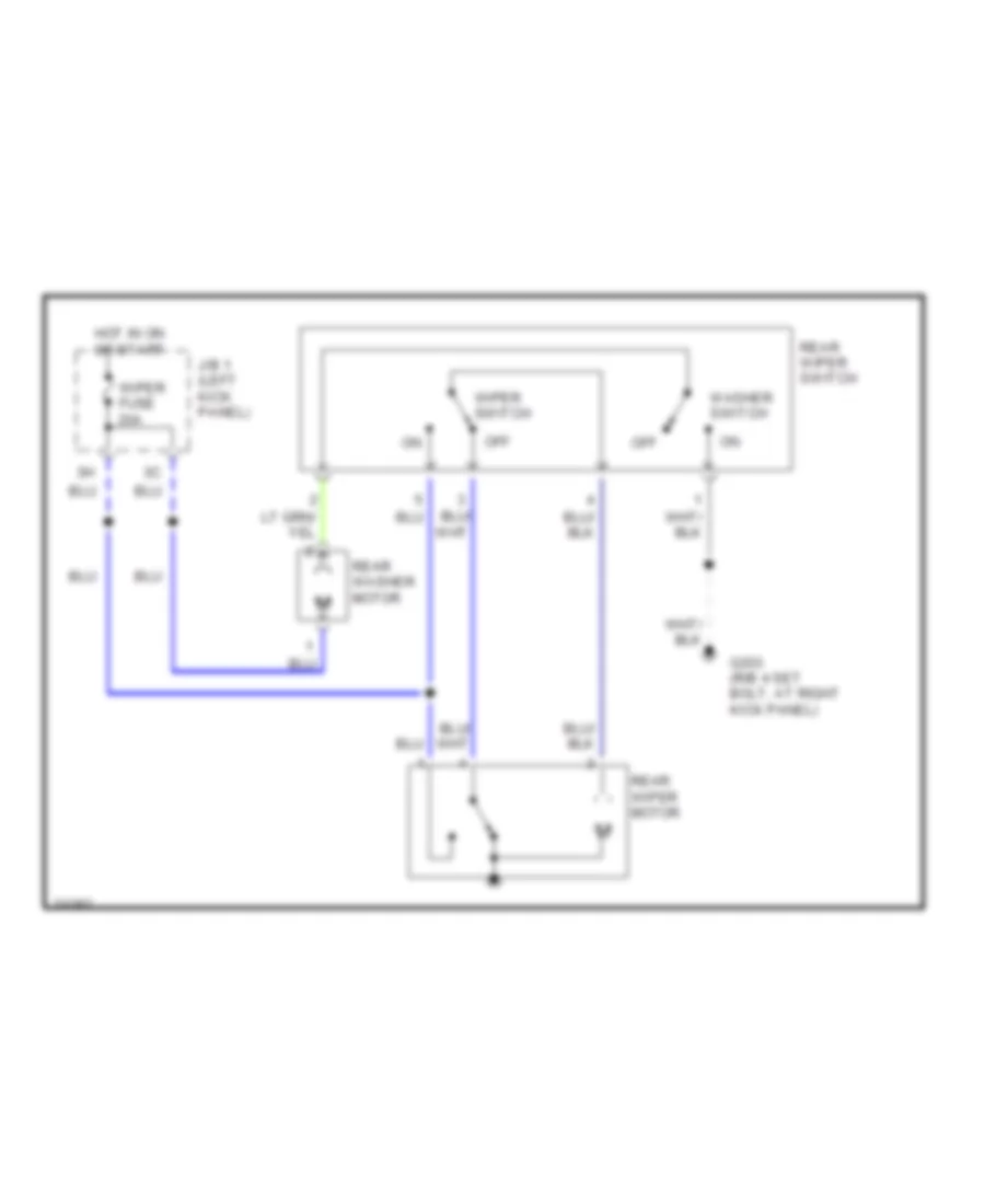 Электросхема заднего стеклоочистителя дворника и омывателя для Toyota Tercel 1990