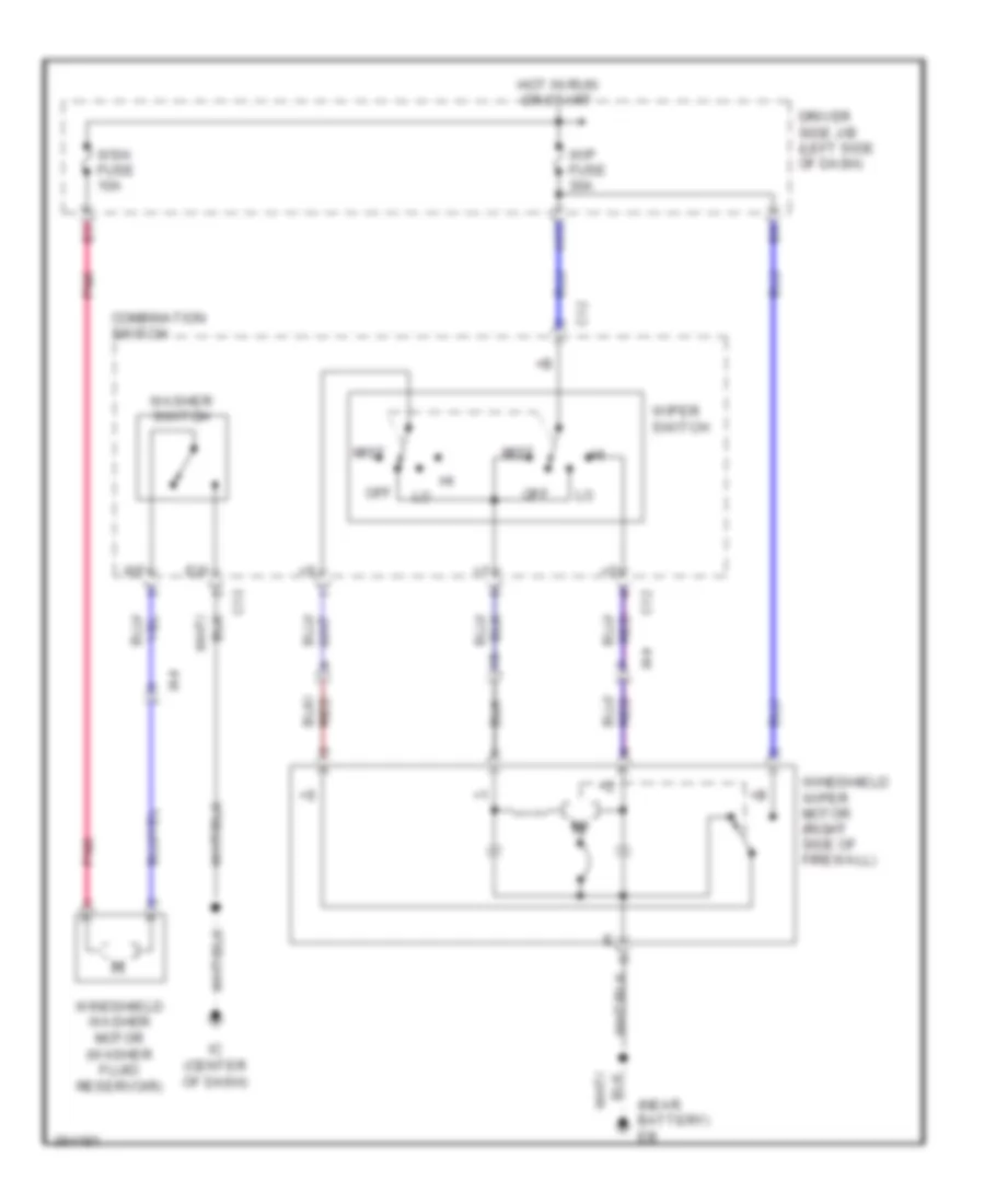 Электросхема стеклоочистителя, дворников и омывателя С 2 скоростями для Toyota Tacoma X-Runner 2012