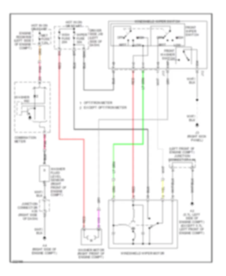 Front WiperWasher Wiring Diagram, without Intermittent for Toyota Tundra Limited 2010