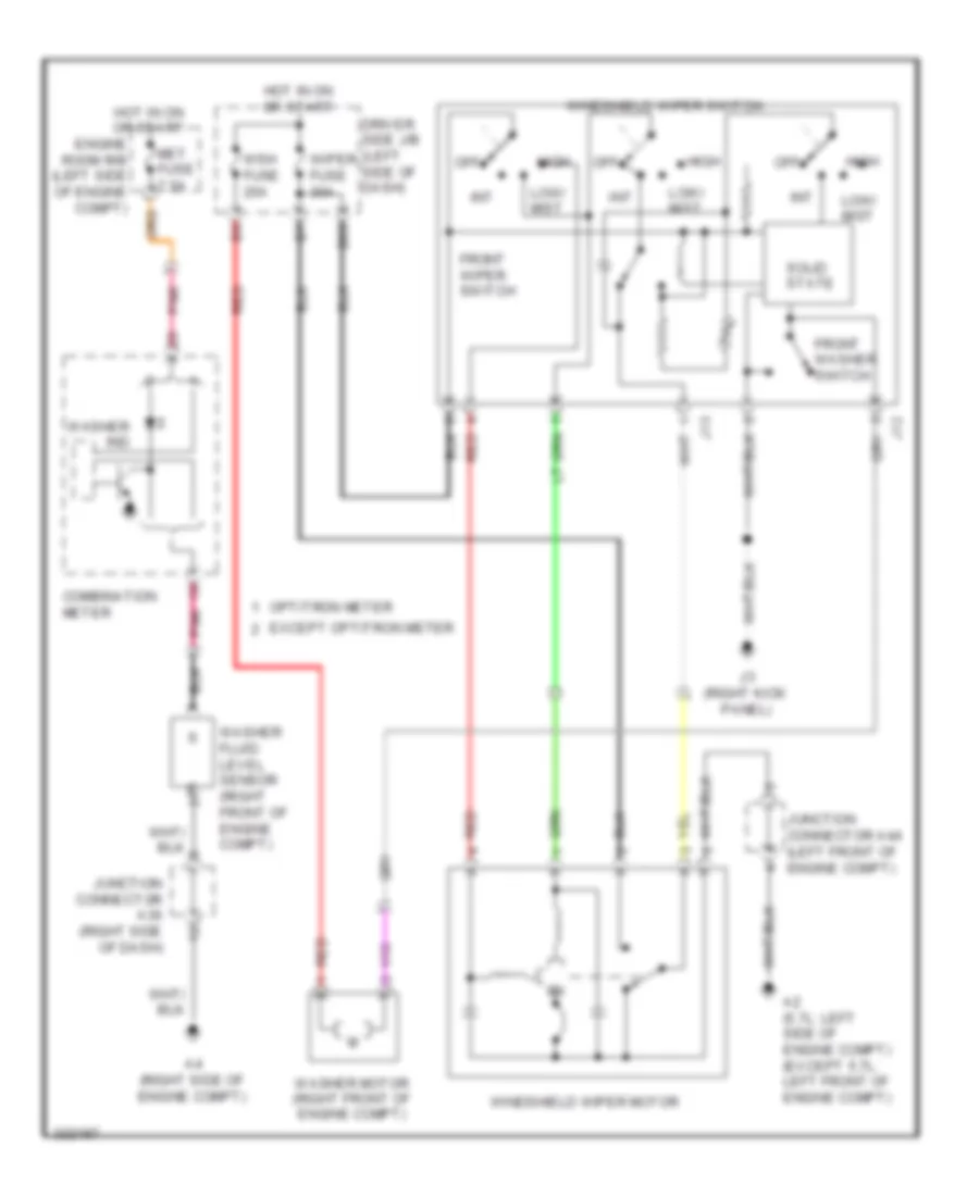 Электросхема передних стеклоочистителей дворников и омывателя лобового стекла, С Неустойчивая для Toyota Tundra Limited 2010
