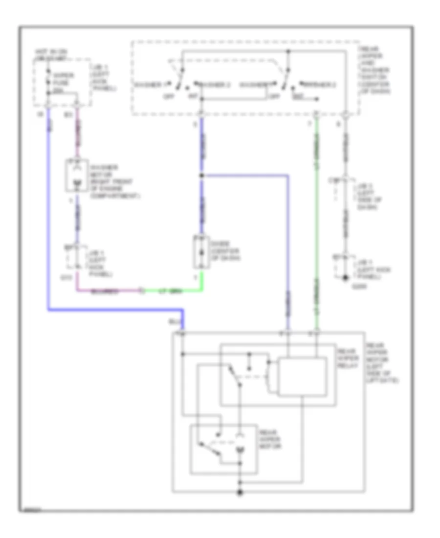 Rear WiperWasher Wiring Diagram for Toyota Camry 1991