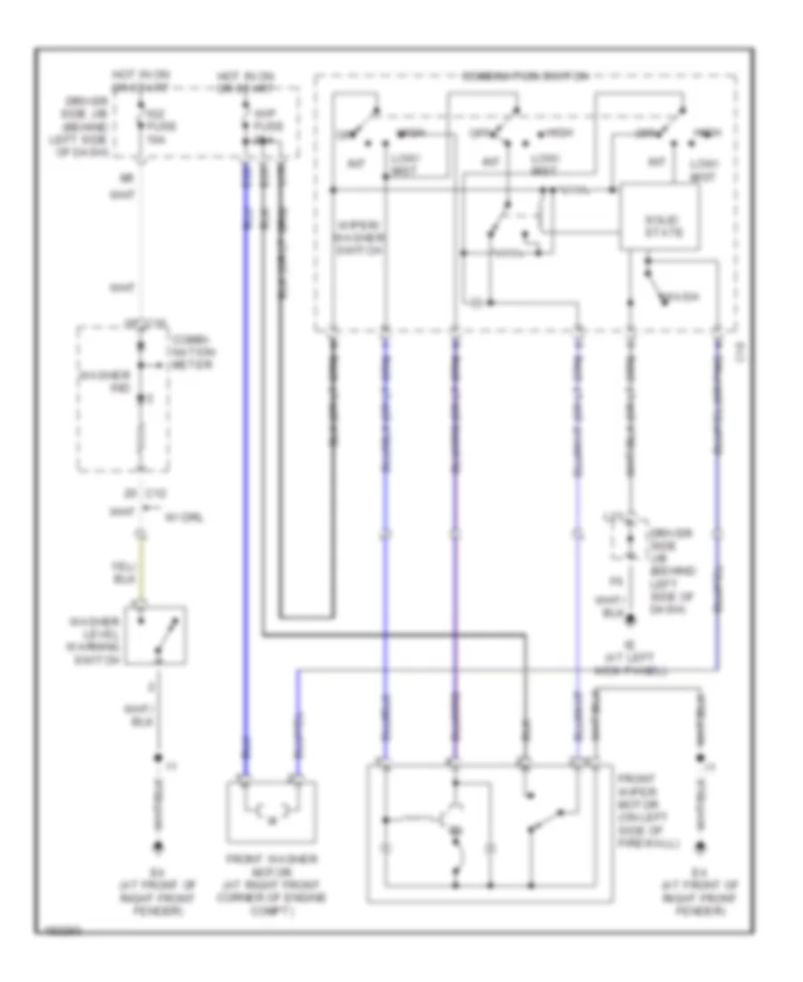 Электросхема передних стеклоочистителей дворников и омывателя лобового стекла для Toyota RAV4 2004