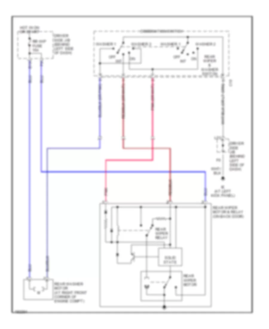 Электросхема заднего стеклоочистителя дворника и омывателя для Toyota RAV4 2004