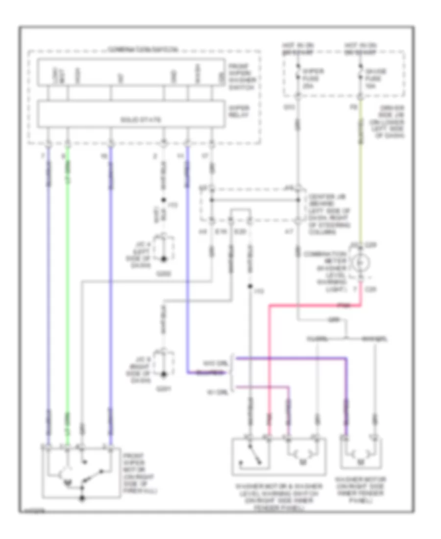 Электросхема переднего дворника стеклоочистителя и омывателя для Toyota 4Runner Limited 2001