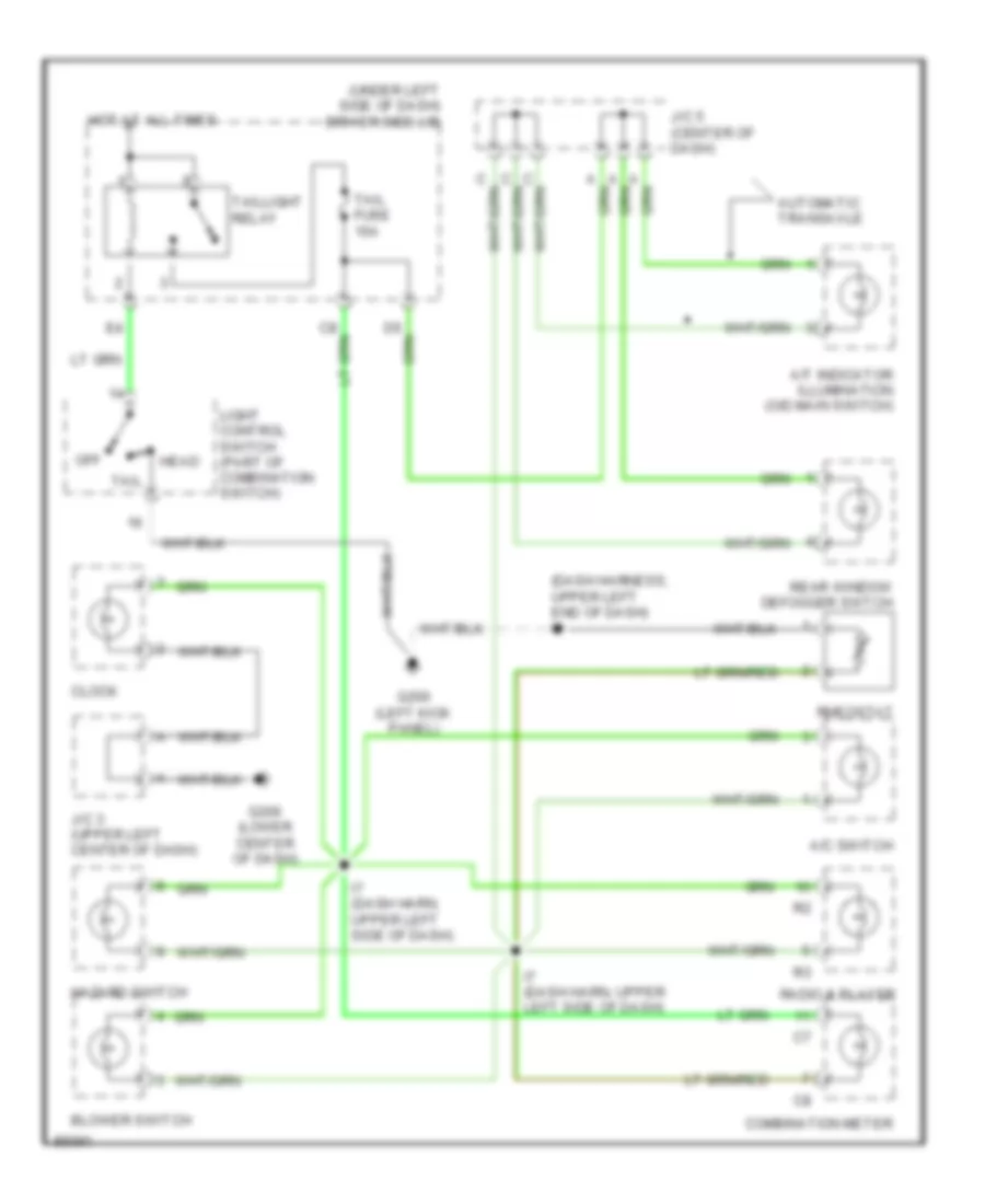 Instrument Illumination Wiring Diagram for Toyota Tercel CE 1997