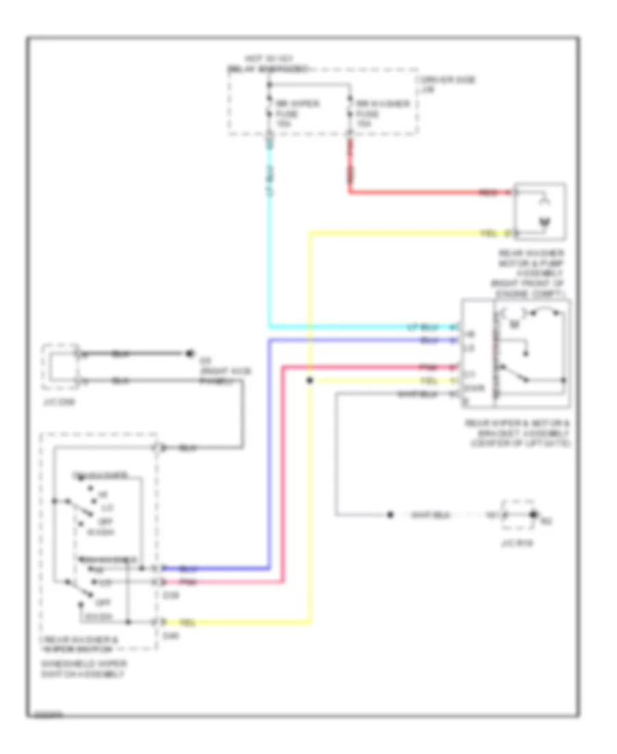 Электросхема заднего стеклоочистителя дворника и омывателя для Toyota Venza 2010