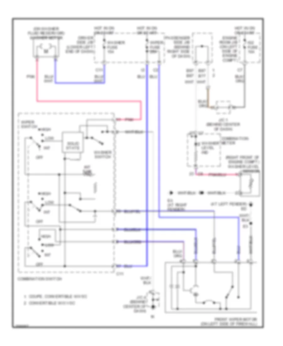 Электросхема стеклоочистителя, дворников и омывателя для Toyota Camry Solara SLE 2006