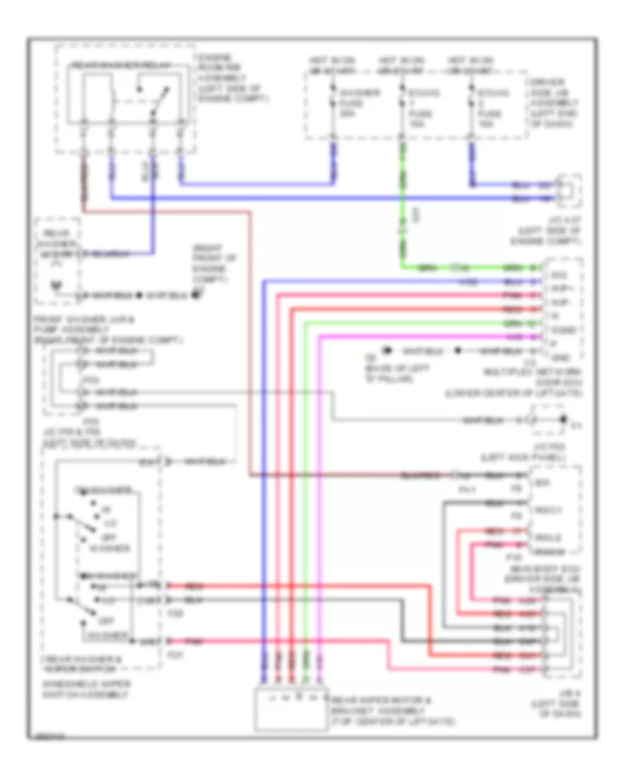 Электросхема заднего стеклоочистителя дворника и омывателя для Toyota 4Runner Limited 2013