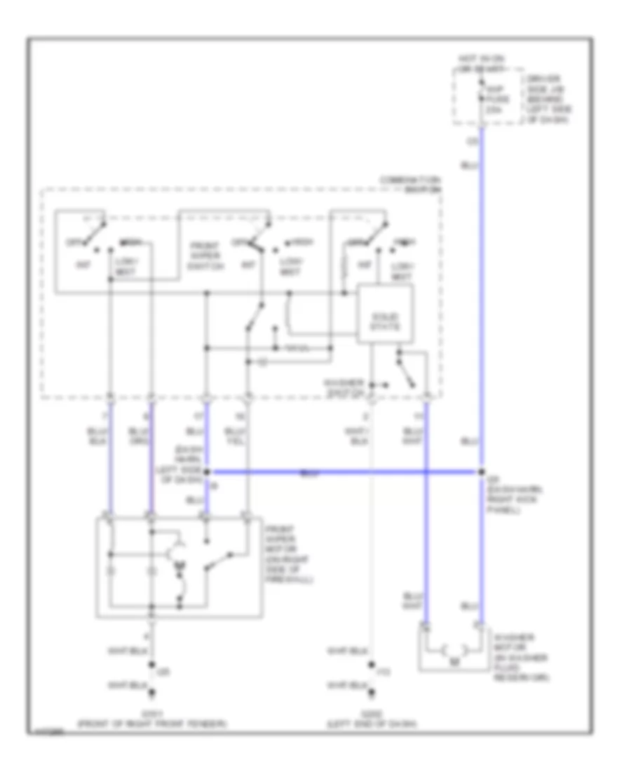 Электросхема стеклоочистителя, дворников и омывателя для Toyota Avalon XL 2001