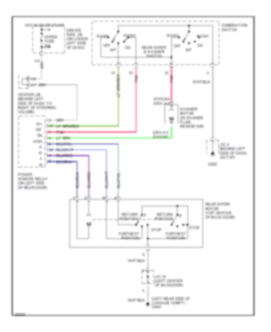 Rear WiperWasher Wiring Diagram for Toyota 4Runner Limited 1998