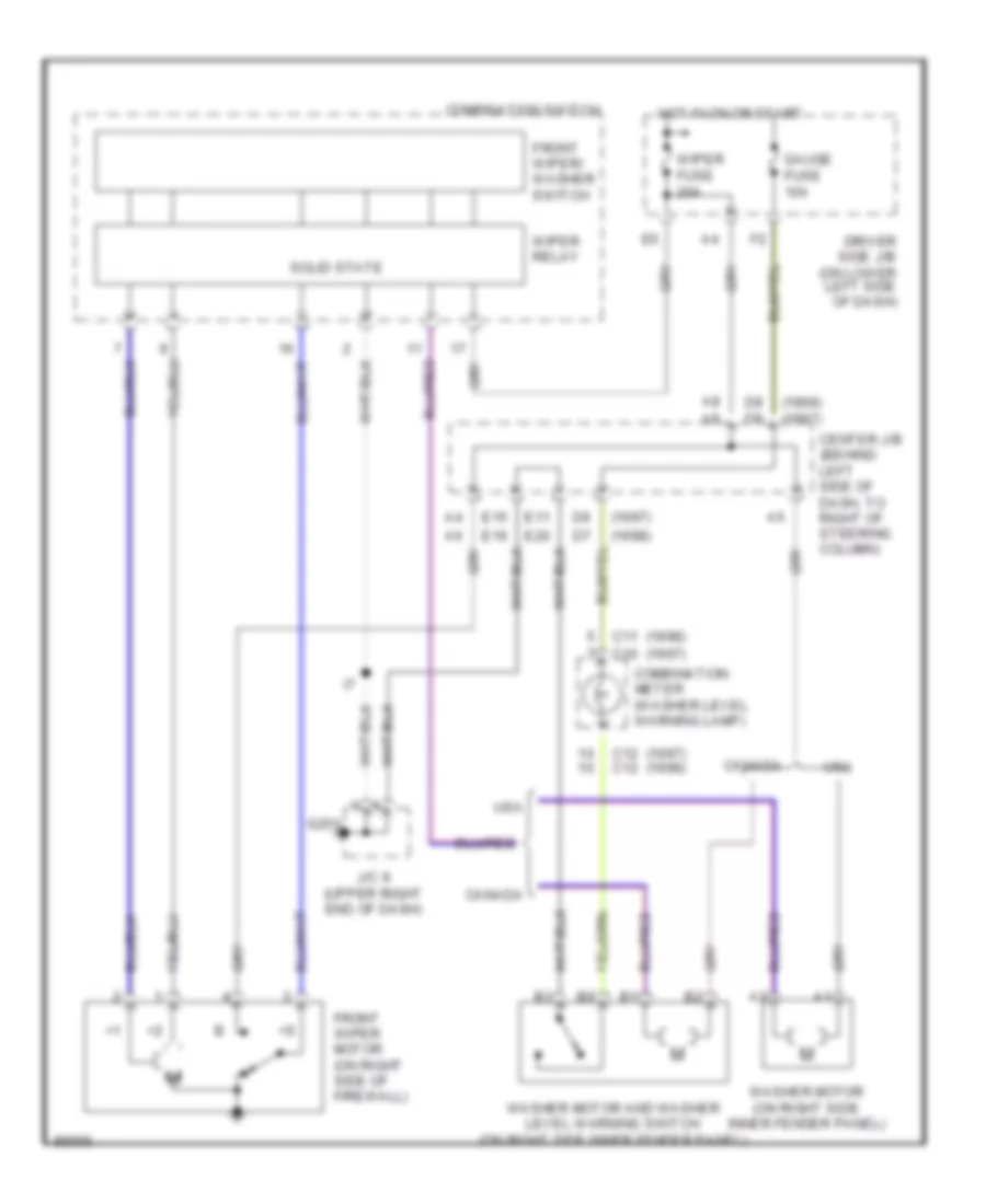 Электросхема передних стеклоочистителей дворников и омывателя лобового стекла для Toyota 4Runner SR5 1998