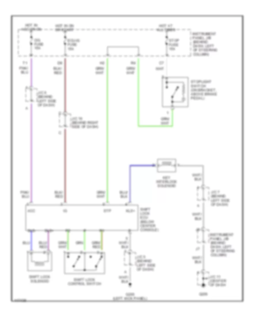 3.0L, Shift Interlock Wiring Diagram for Toyota Camry CE 2001