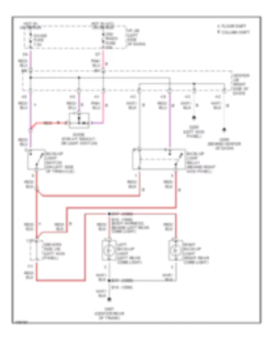 Back up Lamps Wiring Diagram for Toyota Avalon XL 1998