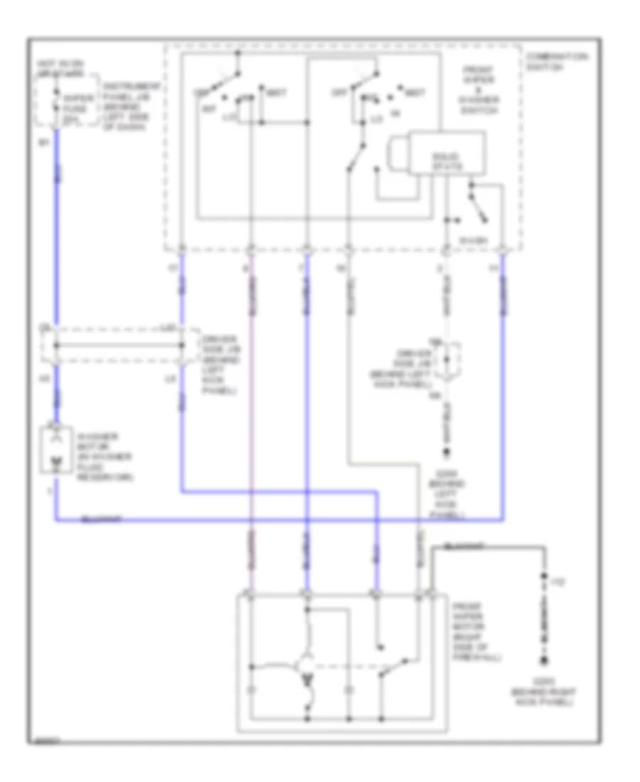 Электросхема стеклоочистителя, дворников и омывателя для Toyota Avalon XL 1998