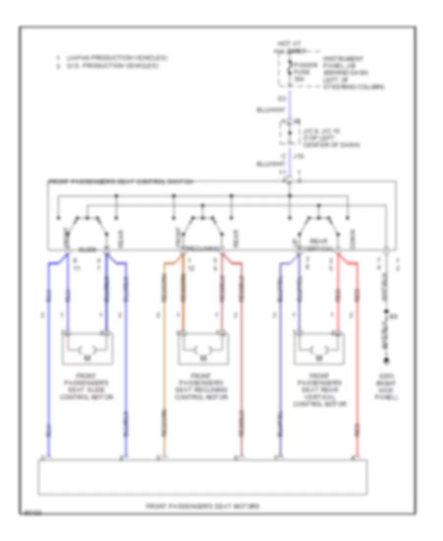 Passenger Power Seat Wiring Diagram for Toyota Camry LE 2001