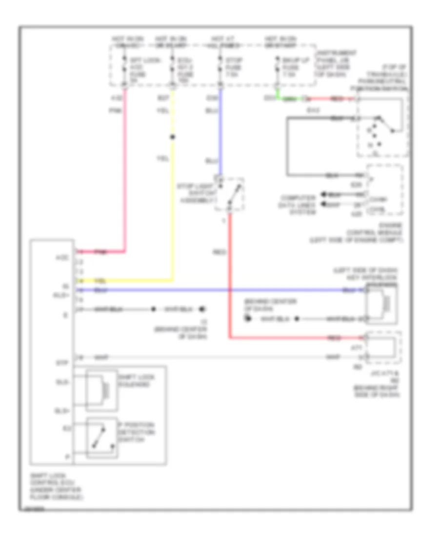 Shift Interlock Wiring Diagram, Except Hybrid without Smart Key System for Toyota Camry Hybrid LE 2013