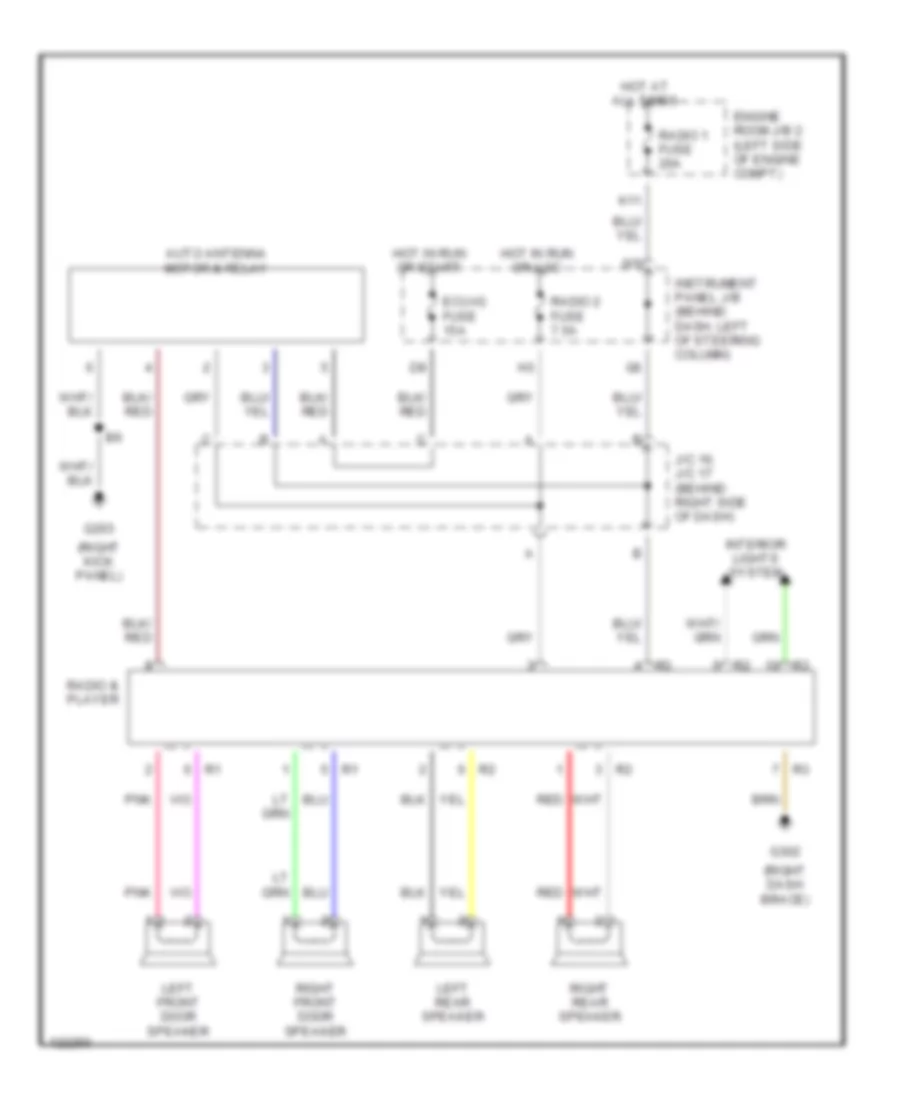 Radio Wiring Diagrams, without Amplifier for Toyota Camry CE 1998