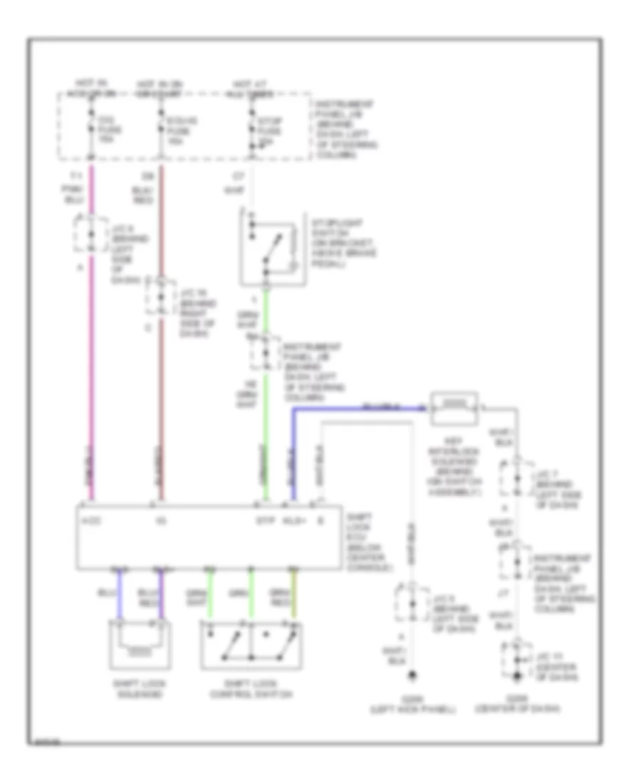 Shift Interlock Wiring Diagram for Toyota Camry CE 1998