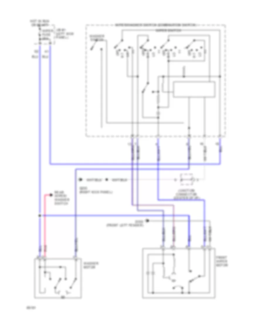 Front Washer Wiper Wiring Diagram for Toyota Corolla LE 1994